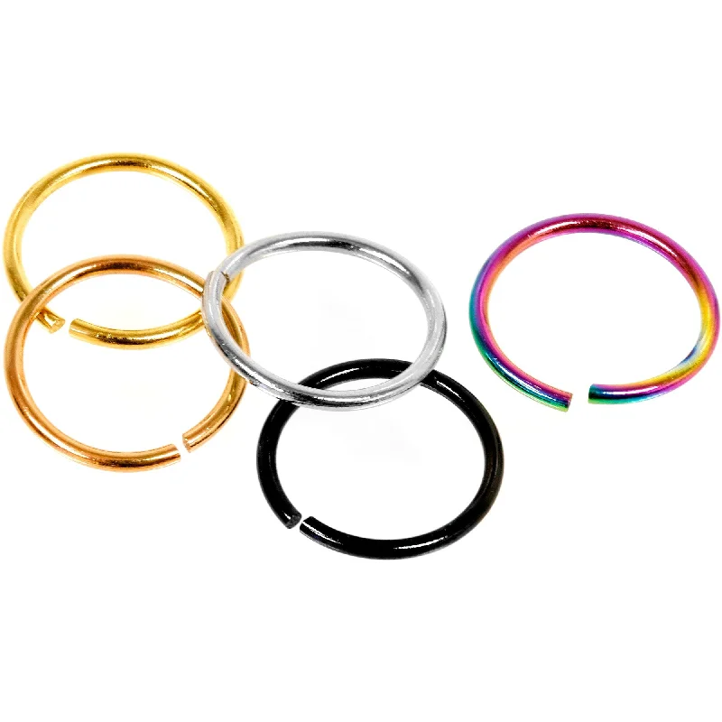 Nose Rings with Citrine Stones -20 Gauge 5/16 Multi Color Seamless Circular Ring Set of 5 Nose Rings with Citrine Stones -20 Gauge 5/16 Multi Color Seamless Circular Ring Set of 5