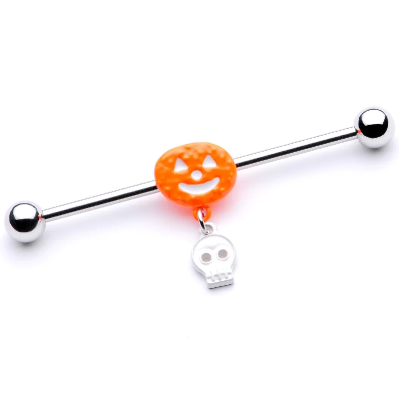 Women's Earrings – Elegant Designs for Every Personality--14 Gauge Pumpkin Skull Halloween Dangle Industrial Barbell 38mm Women's Earrings – Elegant Designs for Every Personality--14 Gauge Pumpkin Skull Halloween Dangle Industrial Barbell 38mm
