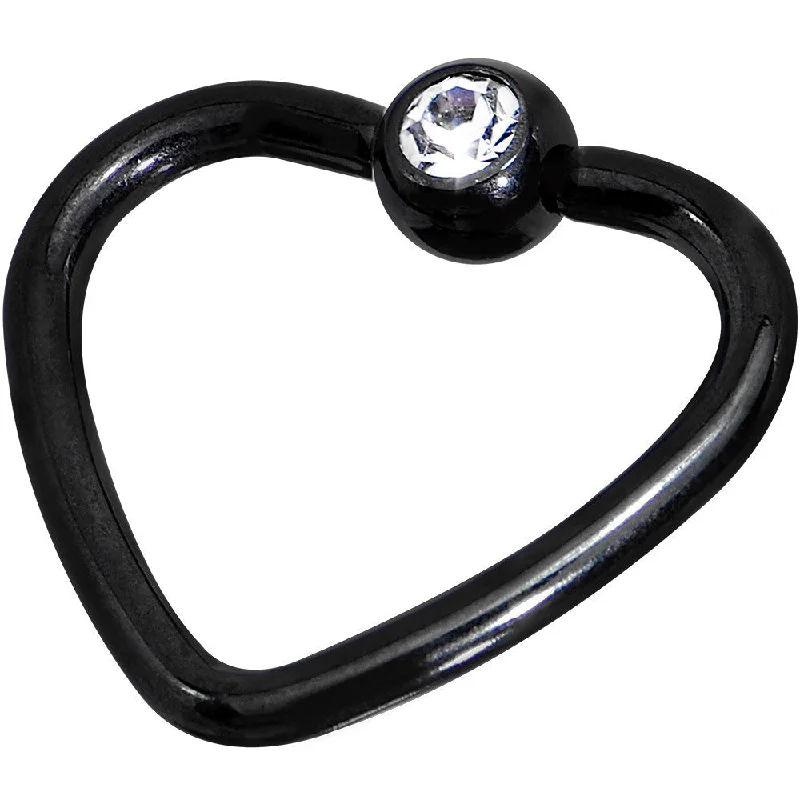 Women's Earrings – Elegant Designs for Every Personality--16 Gauge 3/8 Clear Black Anodized Titanium Heart Closure Captive Ring Women's Earrings – Elegant Designs for Every Personality--16 Gauge 3/8 Clear Black Anodized Titanium Heart Closure Captive Ring