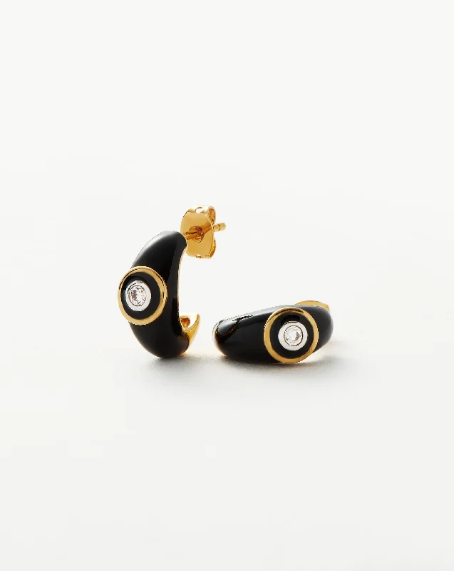 Women's Earrings – Elegant Designs for Every Personality--Enamel & Stone Dome Small Hoop Earrings | 18k Gold Plated/Cubic Zirconia Women's Earrings – Elegant Designs for Every Personality--Enamel & Stone Dome Small Hoop Earrings | 18k Gold Plated/Cubic Zirconia