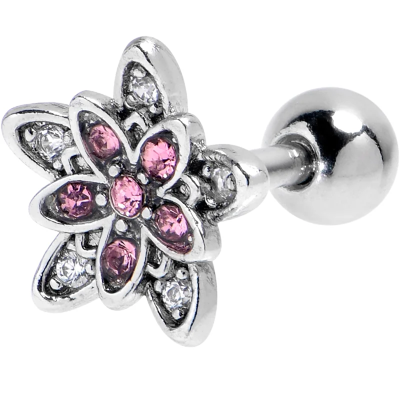 Women's Earrings – Elegant Designs for Every Personality--16 Gauge 1/4 Pink CZ Gem Snowflake Flower Cartilage Tragus Earring Women's Earrings – Elegant Designs for Every Personality--16 Gauge 1/4 Pink CZ Gem Snowflake Flower Cartilage Tragus Earring
