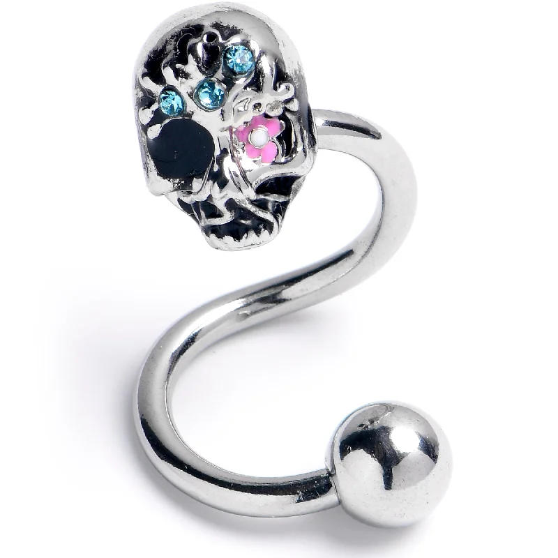 Comfortable Belly Rings for All-Day Comfort -Blue Gem Stylish Skull Spiral Twister Belly Ring Comfortable Belly Rings for All-Day Comfort -Blue Gem Stylish Skull Spiral Twister Belly Ring