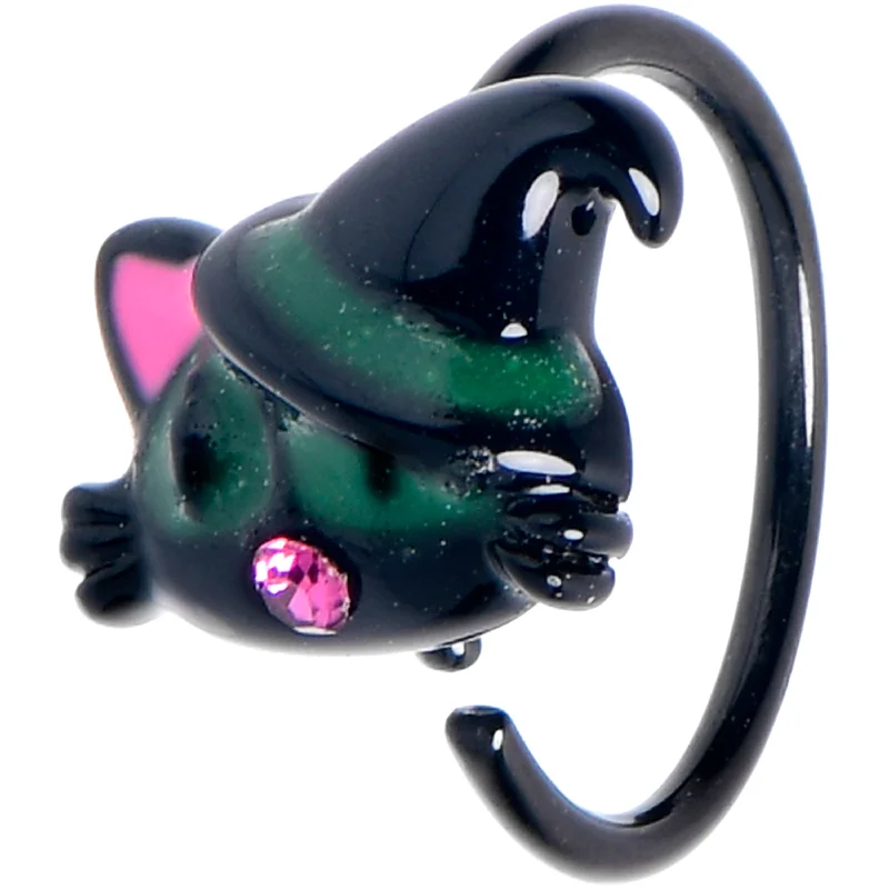 Elegant Gold Nose Rings for Stunning Fashion -20 Gauge 5/16 Pink Gem Black Halloween Hat Cat Nose Hoop Elegant Gold Nose Rings for Stunning Fashion -20 Gauge 5/16 Pink Gem Black Halloween Hat Cat Nose Hoop