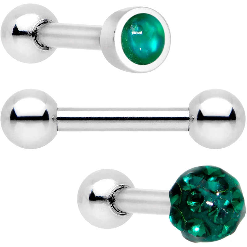 Women's Earrings – Elegant Designs for Every Personality--16 Gauge 1/4 Green Faux Opal Inlay Cartilage Tragus Earring 3 Pack Set Women's Earrings – Elegant Designs for Every Personality--16 Gauge 1/4 Green Faux Opal Inlay Cartilage Tragus Earring 3 Pack Set