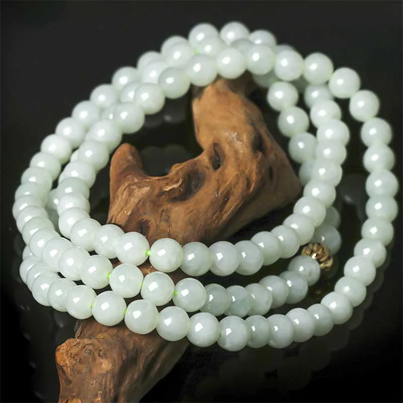 Trendy Stone Bracelets for Men-108 Beads Jade Luck Bracelet Mala