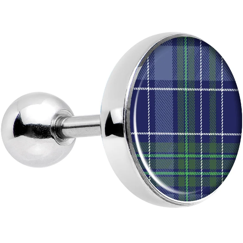 Women's Earrings – Elegant Designs for Every Personality--16 Gauge 1/4 Holiday Blue Green Plaid Tragus Cartilage Earring Women's Earrings – Elegant Designs for Every Personality--16 Gauge 1/4 Holiday Blue Green Plaid Tragus Cartilage Earring
