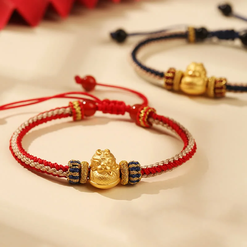 Colorful Enamel Bangles for Women-Buddha Stones 925 Sterling Silver Baby Dragon Luck Strength Handmade Braided Bracelet