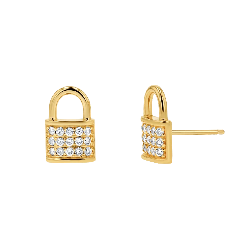 Women's Earrings – Elegant Designs for Every Personality--Love Padlock Diamond Pave Stud Earrings Women's Earrings – Elegant Designs for Every Personality--Love Padlock Diamond Pave Stud Earrings