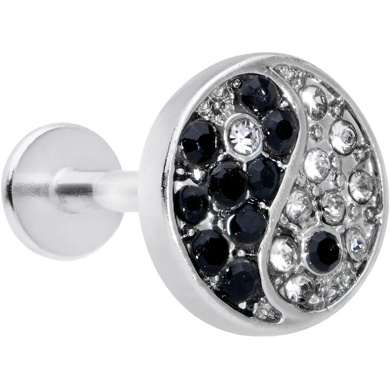 Comfortable Lip Rings with Adjustable Fit16 Gauge 5/16 Clear Black Gem Yin Yang Labret Monroe Tragus