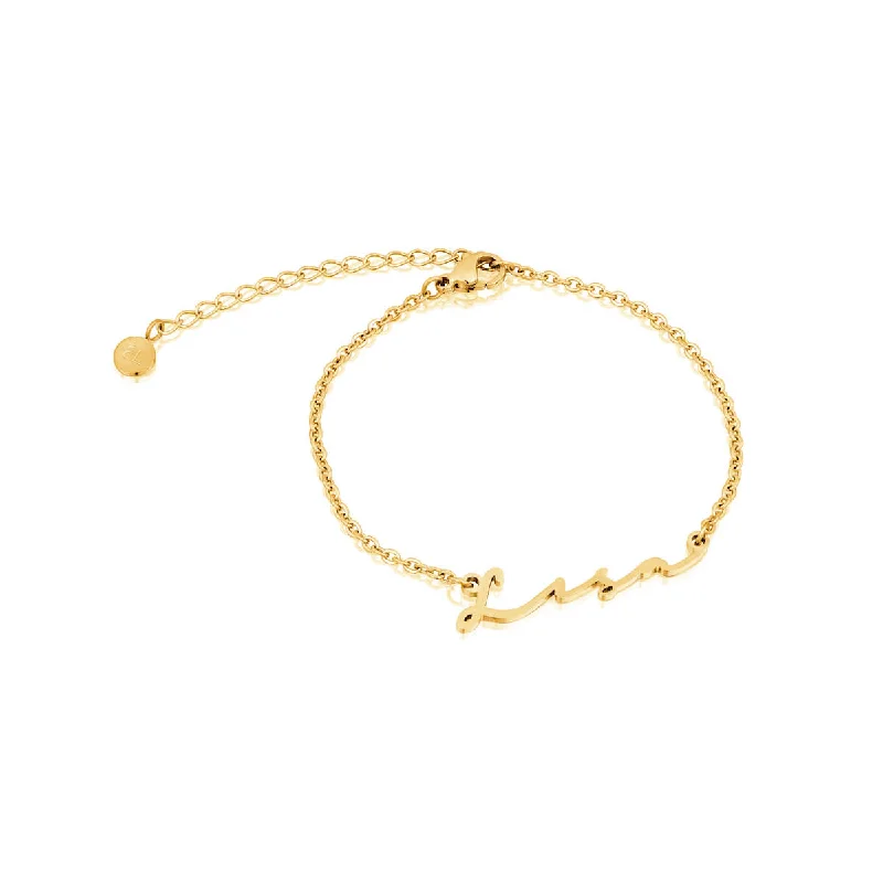 Bohemian Bangles for Women-Signature Name Bracelet (Gold)