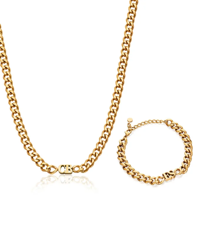 Shop Classic Women's  Necklaces & Pendants with a Modern Twist-Initial Curb Bundle (Gold)