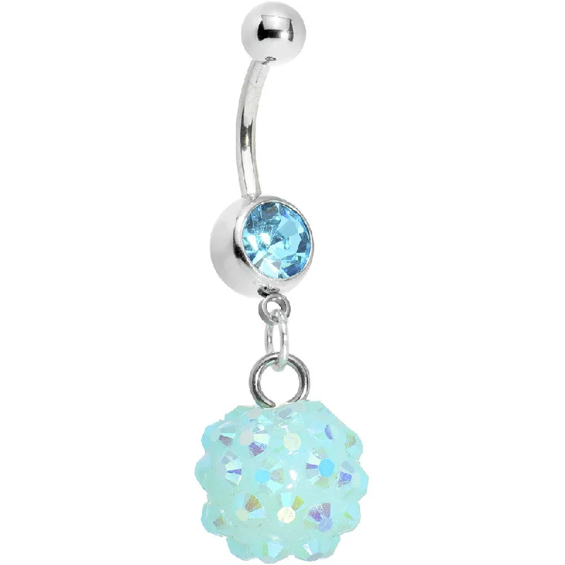 Comfortable Belly Rings for Trendy Women -Aqua Gem Cluster Belly Ring