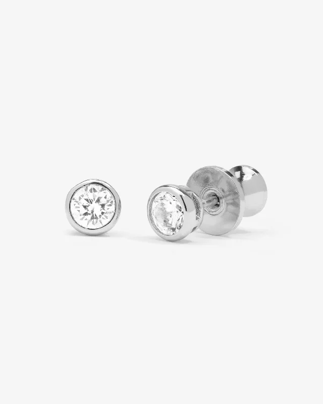 Women's Earrings – Elegant Designs for Every Personality--Baroness 4mm Studs - Silver|White Diamondettes Women's Earrings – Elegant Designs for Every Personality--Baroness 4mm Studs - Silver|White Diamondettes