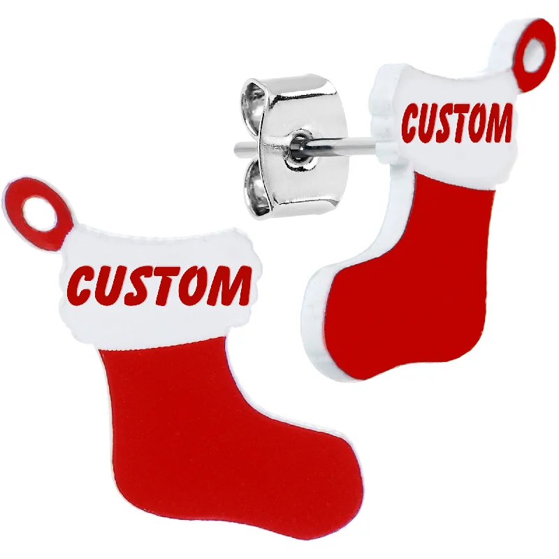 Women's Earrings – Elegant Designs for Every Personality--Custom Holiday Christmas Stocking Personalized Name Stud Earrings Women's Earrings – Elegant Designs for Every Personality--Custom Holiday Christmas Stocking Personalized Name Stud Earrings
