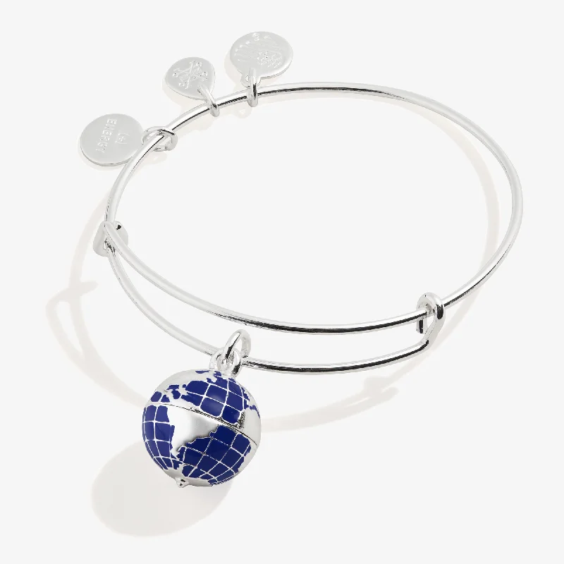 Stylish Beaded Bangles for Women-Globe Charm Bangle Bracelet