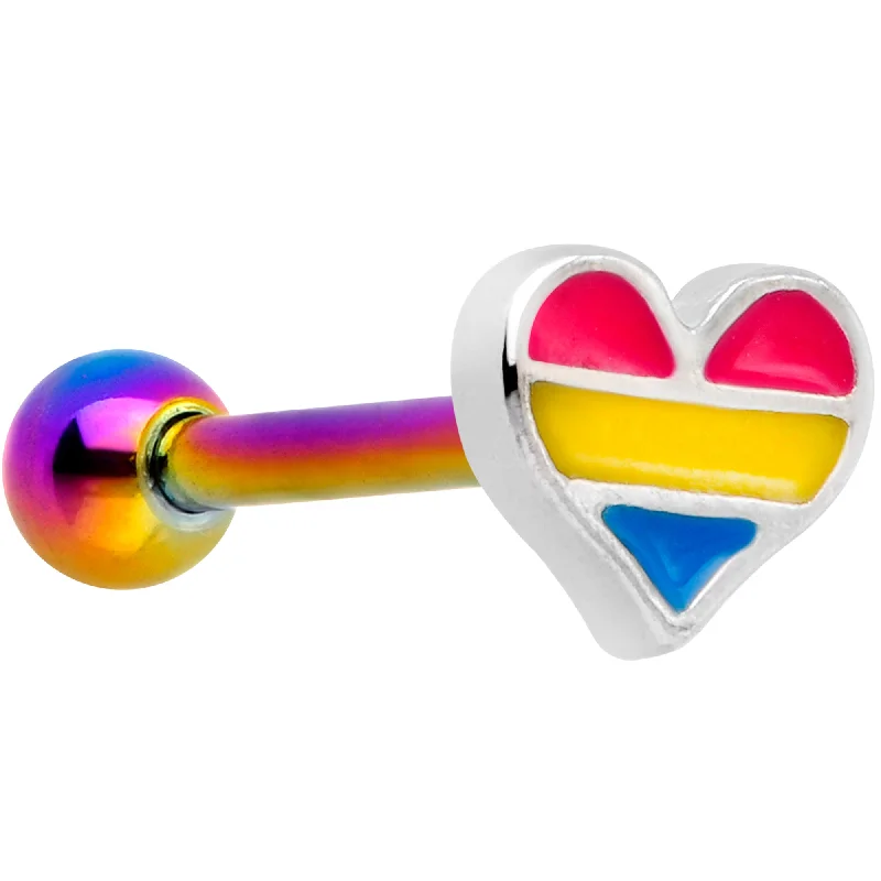 Women's Earrings – Elegant Designs for Every Personality--16 Gauge 5/16 Pink Blue Rainbow Pansexual Pride Heart Cartilage Tragus
