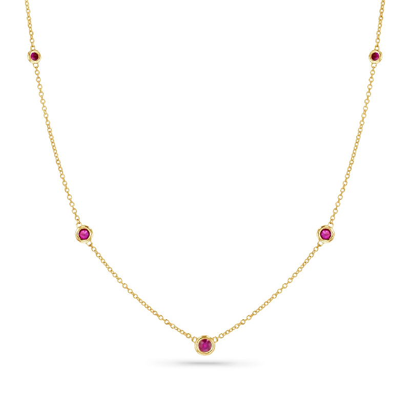 Shop Classic Women's Necklaces & Pendants with a Modern Twist-Ruby Bezel Strand Necklace Shop Classic Women's Necklaces & Pendants with a Modern Twist-Ruby Bezel Strand Necklace