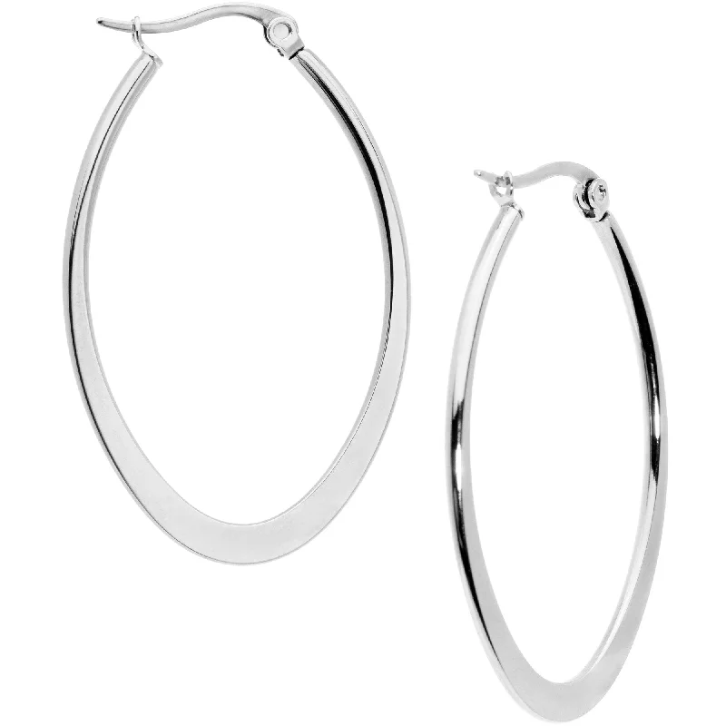 Women's Earrings – Elegant Designs for Every Personality--40mm Stainless Steel Oval Hoop Earrings Women's Earrings – Elegant Designs for Every Personality--40mm Stainless Steel Oval Hoop Earrings