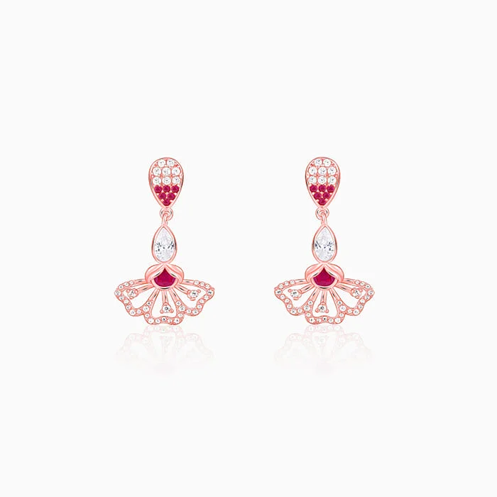 Women's Earrings – Elegant Designs for Every Personality--Rose Gold Red Eyebright Dangler Earrings