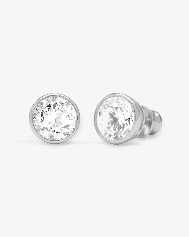 Women's Earrings – Elegant Designs for Every Personality--Baroness 8mm Studs - Silver|White Diamondettes Women's Earrings – Elegant Designs for Every Personality--Baroness 8mm Studs - Silver|White Diamondettes