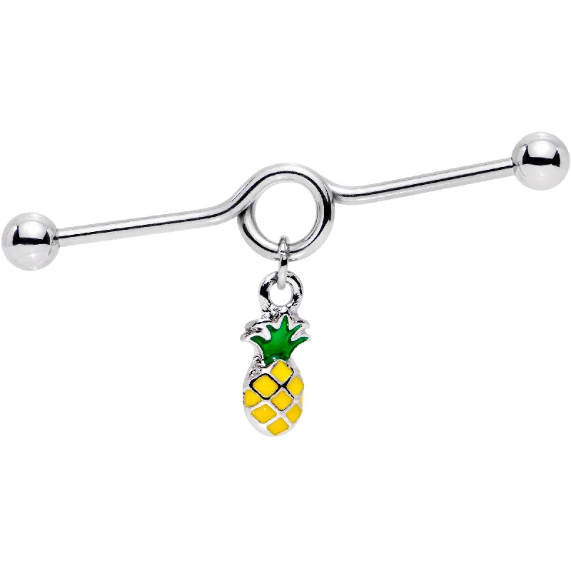 Women's Earrings – Elegant Designs for Every Personality--14 Gauge Yellow Green Pineapple Dangle Industrial Barbell 38mm Women's Earrings – Elegant Designs for Every Personality--14 Gauge Yellow Green Pineapple Dangle Industrial Barbell 38mm