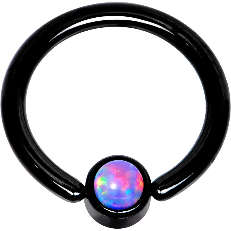 Elegant Lip Rings with Gold Shine14 Gauge 3/8 Purple Faux Opal 4mm Disc Black BCR Captive Ring