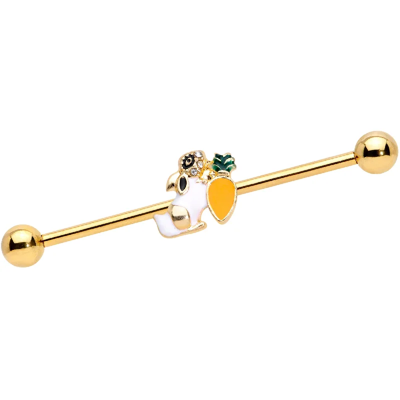Women's Earrings – Elegant Designs for Every Personality--14 Gauge Gold Tone Carrot Bunny Industrial Barbell 38mm Women's Earrings – Elegant Designs for Every Personality--14 Gauge Gold Tone Carrot Bunny Industrial Barbell 38mm