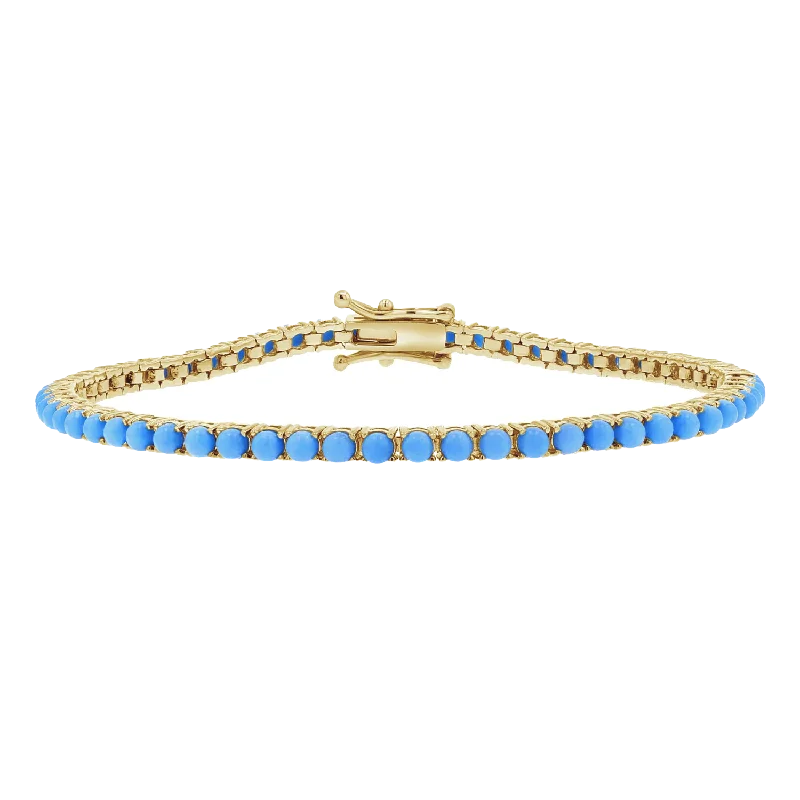 Silver Bracelets for Men-Turquoise Tennis Bracelet