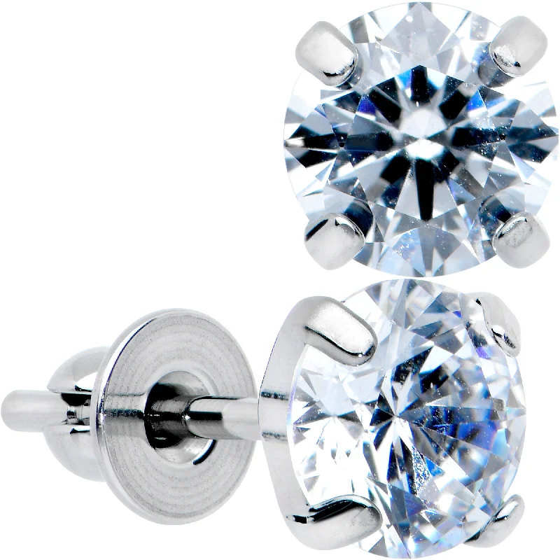 Women's Earrings – Elegant Designs for Every Personality--Clear CZ Gem 5mm G23 Titanium Post Stud Earrings Women's Earrings – Elegant Designs for Every Personality--Clear CZ Gem 5mm G23 Titanium Post Stud Earrings