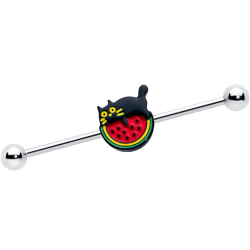 Women's Earrings – Elegant Designs for Every Personality--14 Gauge Watermelon Cat Love Industrial Barbell 38mm Women's Earrings – Elegant Designs for Every Personality--14 Gauge Watermelon Cat Love Industrial Barbell 38mm