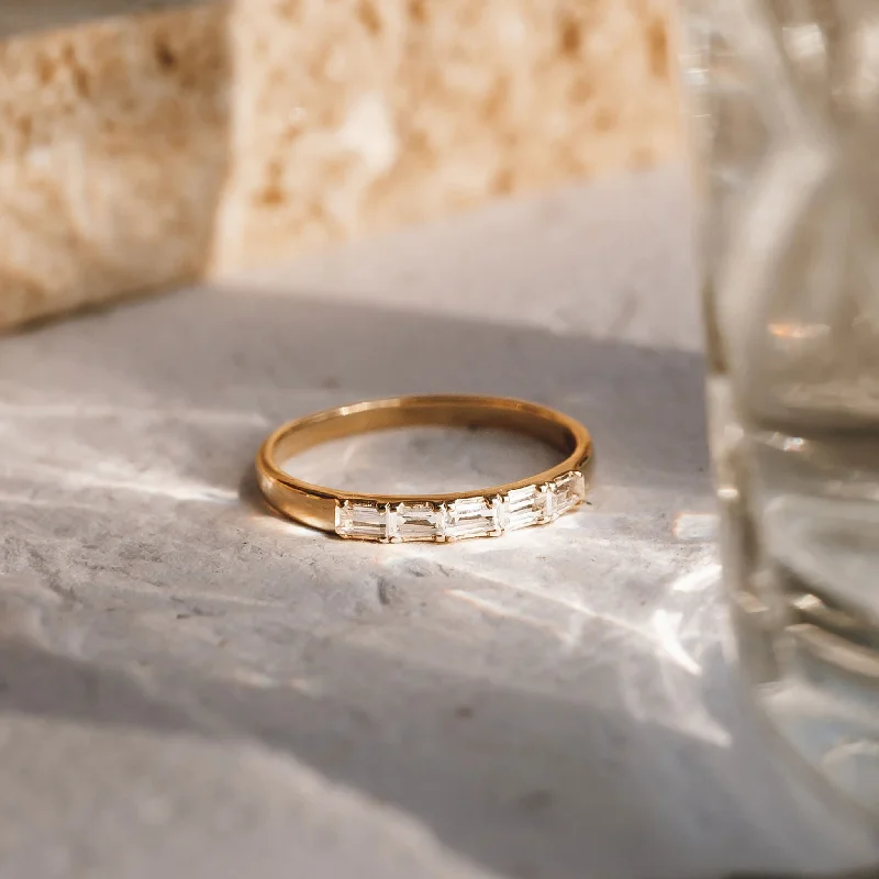 Chic Women's Rings for Fashion-Forward Looks-Baguette Ring White Topaz - Julie