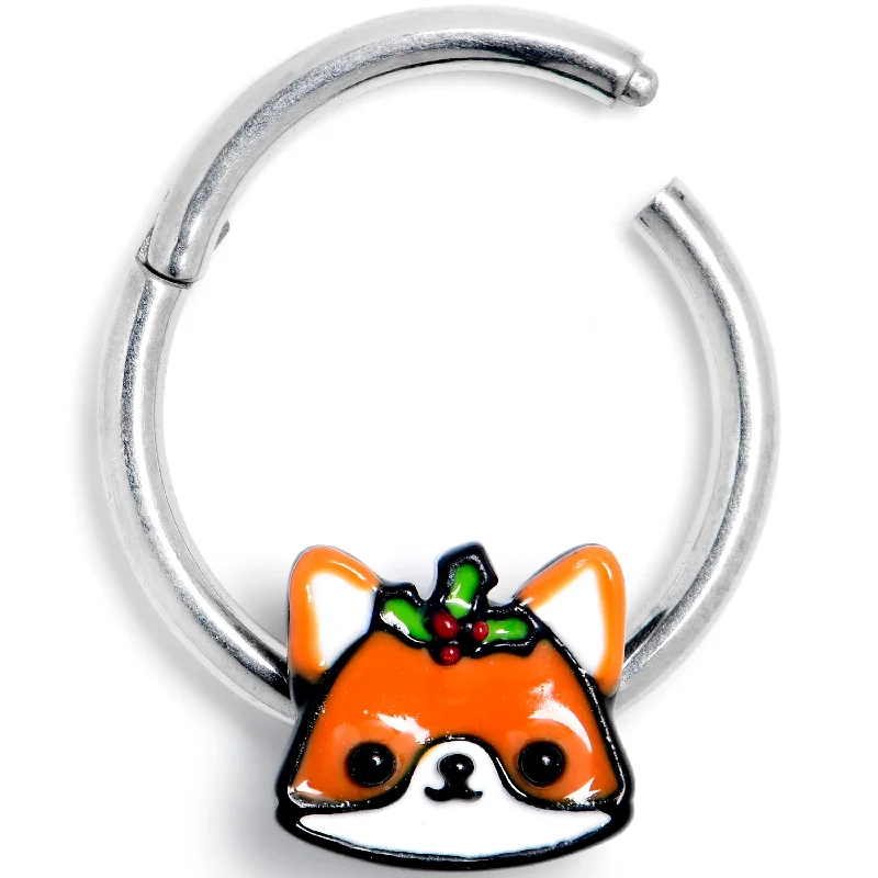 Women's Earrings – Elegant Designs for Every Personality--16 Gauge 3/8 Holly Holiday Fox Hinged Segment Ring