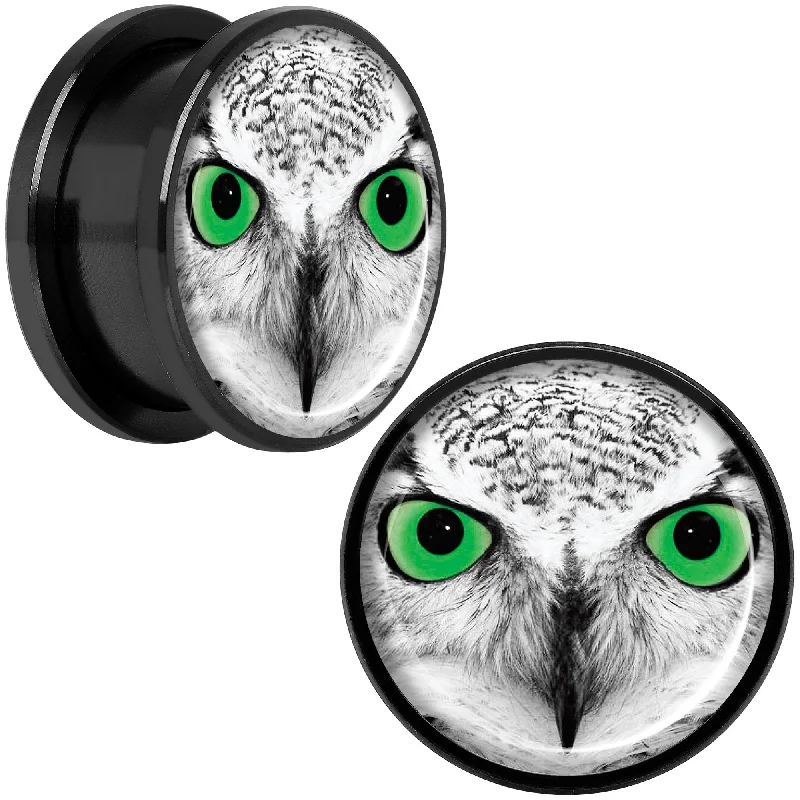 Women's Earrings – Elegant Designs for Every Personality--Black White Owl Black Anodized Screw Fit Plug Set 18mm Women's Earrings – Elegant Designs for Every Personality--Black White Owl Black Anodized Screw Fit Plug Set 18mm