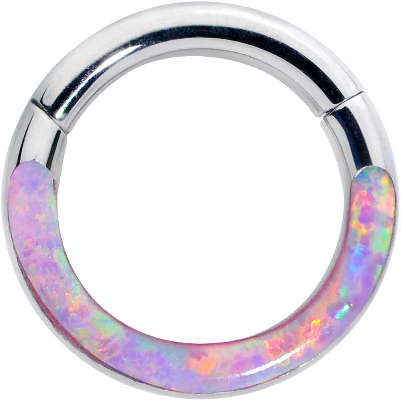 Women's Earrings – Elegant Designs for Every Personality--16 Gauge 1/4 Pink Synthetic Opal Implant Grade Titanium Segment Ring Women's Earrings – Elegant Designs for Every Personality--16 Gauge 1/4 Pink Synthetic Opal Implant Grade Titanium Segment Ring