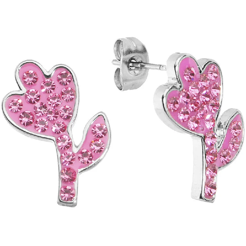Women's Earrings – Elegant Designs for Every Personality--Pink Ferido Crystal Flower Stud Earrings Women's Earrings – Elegant Designs for Every Personality--Pink Ferido Crystal Flower Stud Earrings