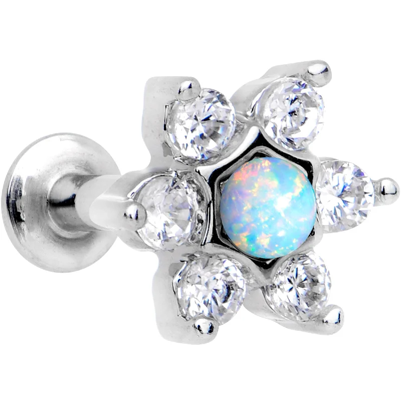 Comfortable Lip Rings for Sensitive Skin1/4 White Faux Opal Internally Threaded Star Flower Labret Monroe Comfortable Lip Rings for Sensitive Skin1/4 White Faux Opal Internally Threaded Star Flower Labret Monroe