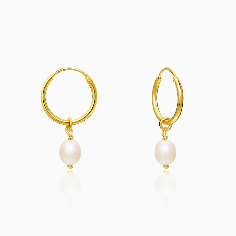 Women's Earrings – Elegant Designs for Every Personality--Golden Pearl Drop Hoops