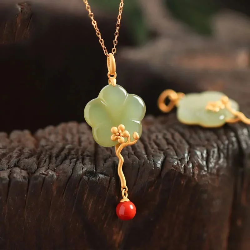 Shop Classic Women's Necklaces & Pendants with a Modern Twist-Buddha Stones Vintage Plum Blossom Flower Jade Red Agate Prosperity Necklace Pendant Shop Classic Women's Necklaces & Pendants with a Modern Twist-Buddha Stones Vintage Plum Blossom Flower Jade Red Agate Prosperity Necklace Pendant