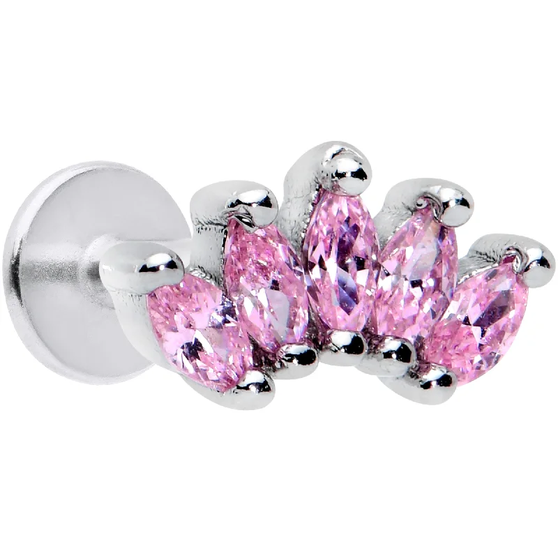 Women's Earrings – Elegant Designs for Every Personality--16 Gauge 1/4 Pink CZ Gem Crown Labret Monroe Tragus Women's Earrings – Elegant Designs for Every Personality--16 Gauge 1/4 Pink CZ Gem Crown Labret Monroe Tragus