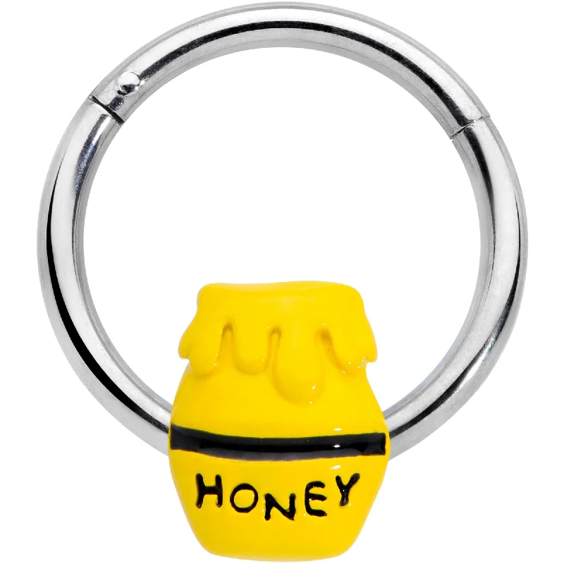 Nose Rings with Beautiful Stone Details -16 Gauge 3/8 Jar of Honey Hinged Segment Ring Nose Rings with Beautiful Stone Details -16 Gauge 3/8 Jar of Honey Hinged Segment Ring