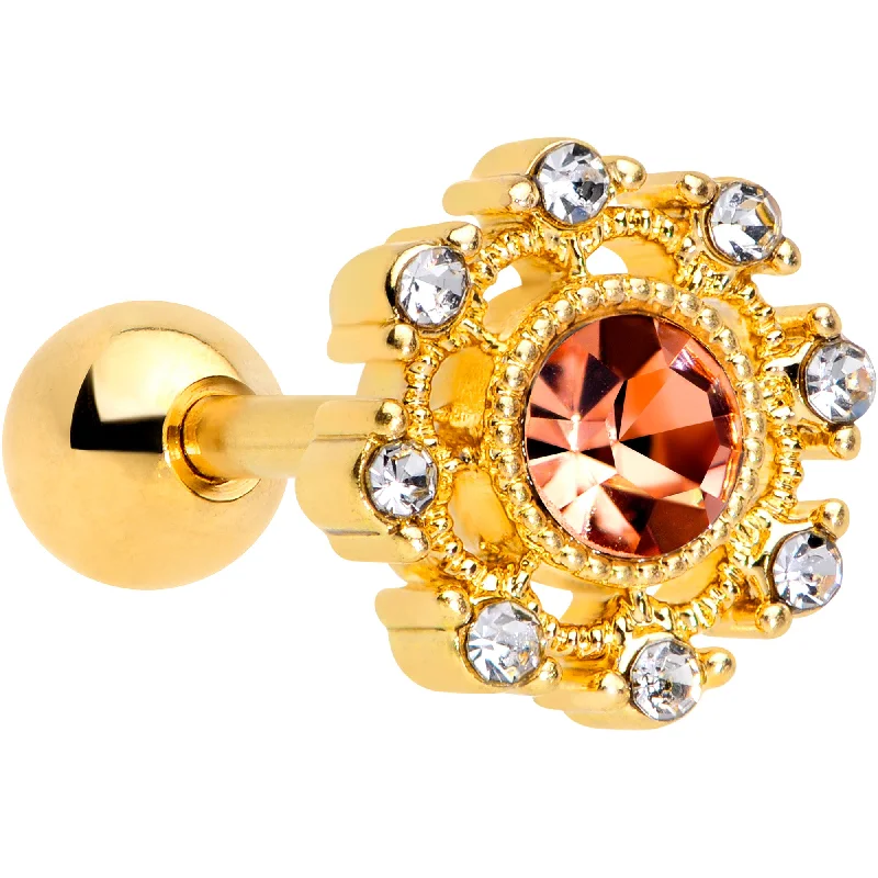 Women's Earrings – Elegant Designs for Every Personality--16 Gauge 1/4 Clear Pink CZ Gem Gold Tone Sunburst Cartilage Tragus Women's Earrings – Elegant Designs for Every Personality--16 Gauge 1/4 Clear Pink CZ Gem Gold Tone Sunburst Cartilage Tragus