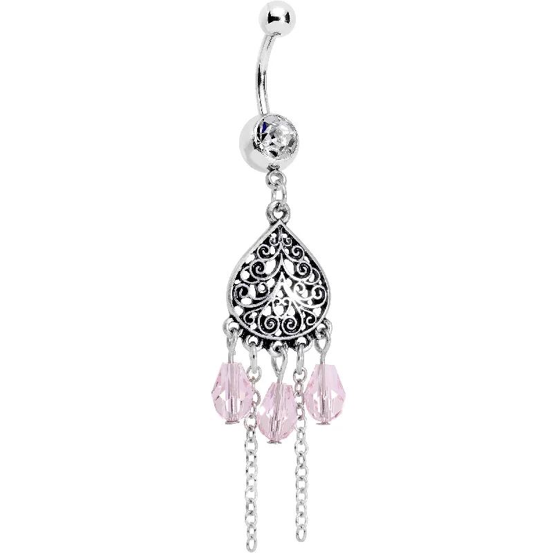 Elegant Belly Rings for Special Celebrations -Pink Clear Gem Lovely Ladies Lattice Heart Dangle Belly Ring Elegant Belly Rings for Special Celebrations -Pink Clear Gem Lovely Ladies Lattice Heart Dangle Belly Ring