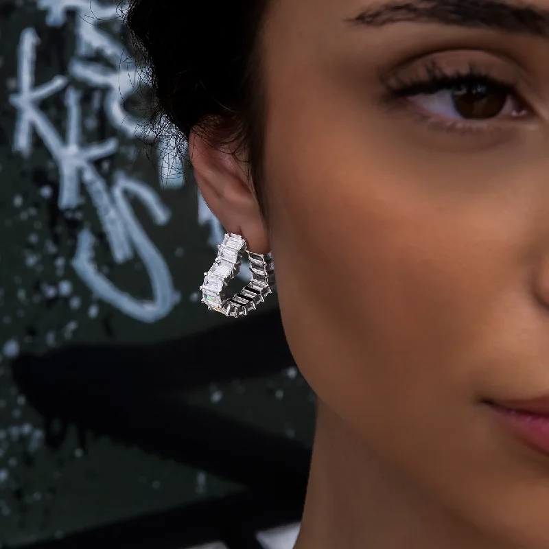 Women's Earrings – Elegant Designs for Every Personality--Heart Diamond Tennis Hoop Earrings