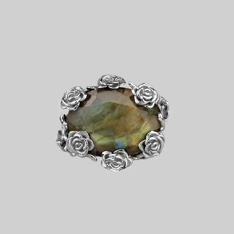 Chic Women's Rings for Fashion-Forward Looks-UTOPIA. Silver & Labradorite Roses Ring Chic Women's Rings for Fashion-Forward Looks-UTOPIA. Silver & Labradorite Roses Ring
