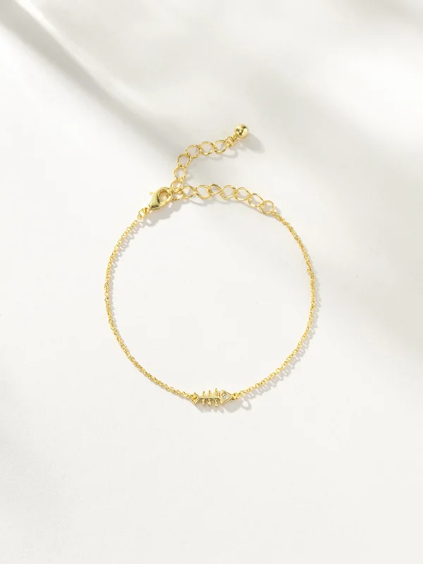Women's Bangles with Gold Accents-Fish Bone Chain Bracelet