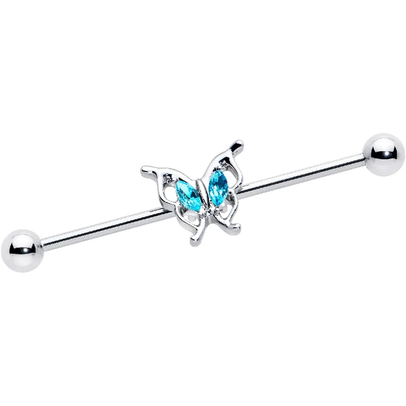 Women's Earrings – Elegant Designs for Every Personality--14 Gauge Blue Gem Fancy Fab Butterfly Industrial Barbell 38mm Women's Earrings – Elegant Designs for Every Personality--14 Gauge Blue Gem Fancy Fab Butterfly Industrial Barbell 38mm