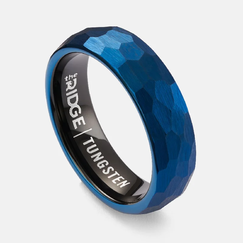 Top Men's Rings – Crafted for Every Style  Ridge 6mm Hammered Ring Set - Alpine Navy