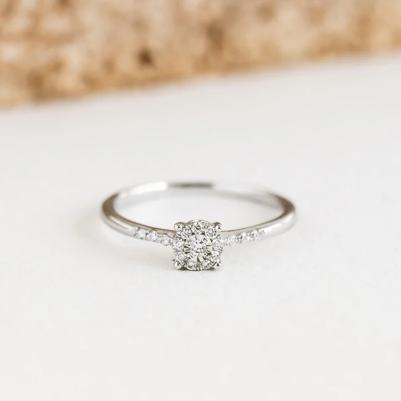 Chic Women's Rings for Fashion-Forward Looks-Round Cluster Diamond Ring White Gold - Zaira Chic Women's Rings for Fashion-Forward Looks-Round Cluster Diamond Ring White Gold - Zaira