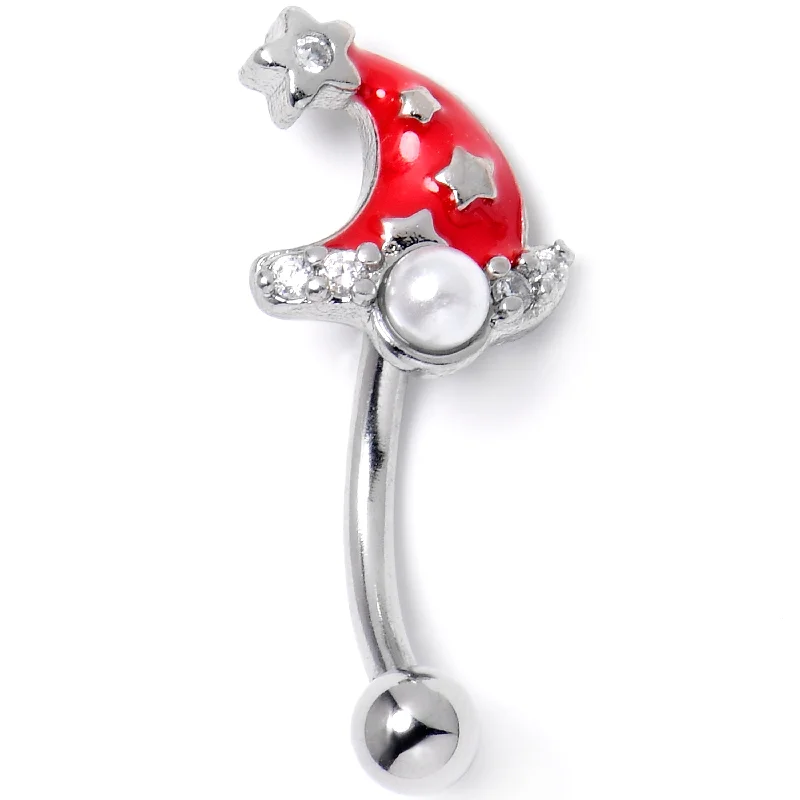 Women's Earrings – Elegant Designs for Every Personality--16 Gauge 5/16 Clear Gem Santa Hat Stars Red Curved Eyebrow Ring Women's Earrings – Elegant Designs for Every Personality--16 Gauge 5/16 Clear Gem Santa Hat Stars Red Curved Eyebrow Ring