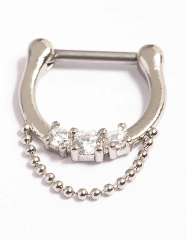 Minimalist Nose Rings -Surgical Steel Statement Chain Septum